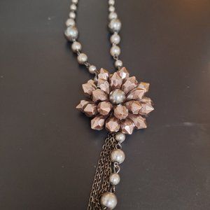 Gunmetal Flower Necklace